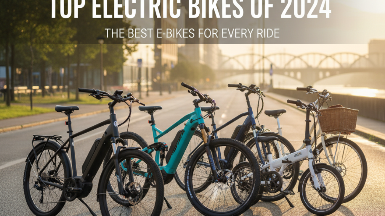 Top electric bikes of 2024 showcased on a city street at sunrise, highlighting style and advanced tech.