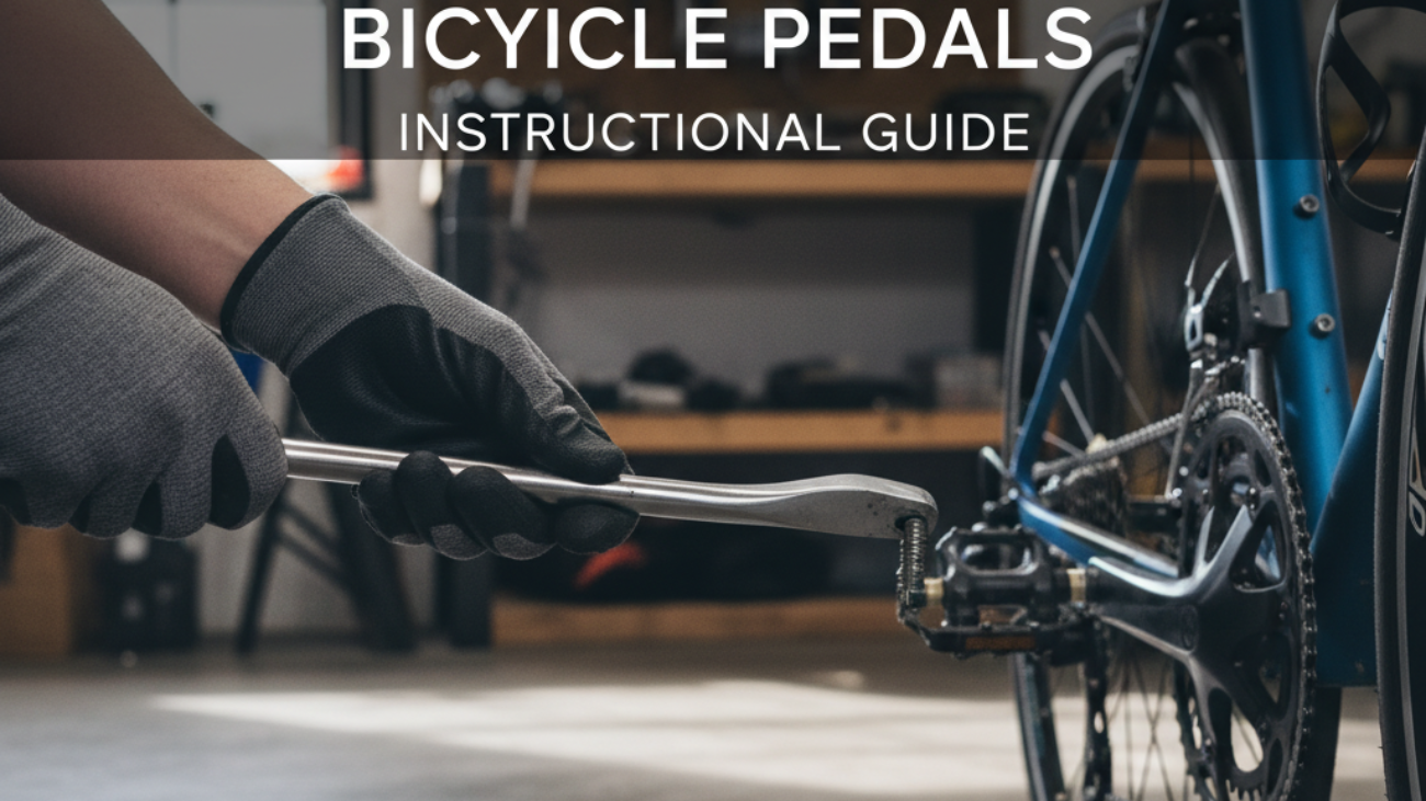 How Do You Remove Bicycle Pedals: hands with wrench loosening a pedal on a bike in a workshop.