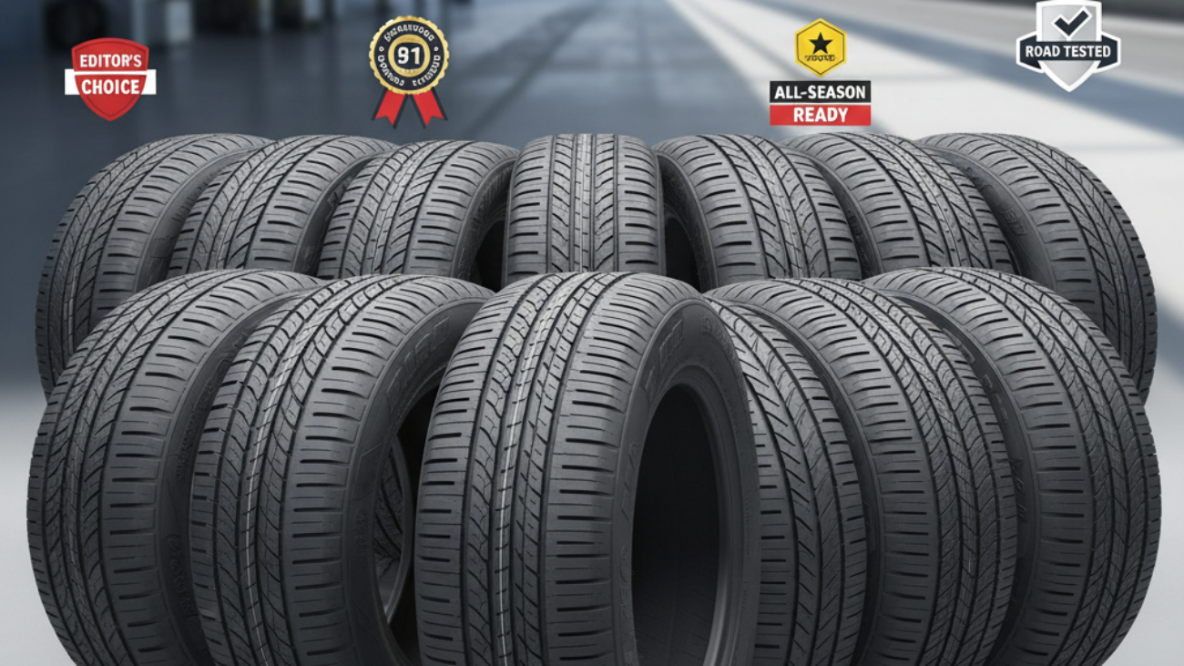 Magazine cover showing ten unique tyres with standout treads, titled "Top Ten Tyres" in bold text.